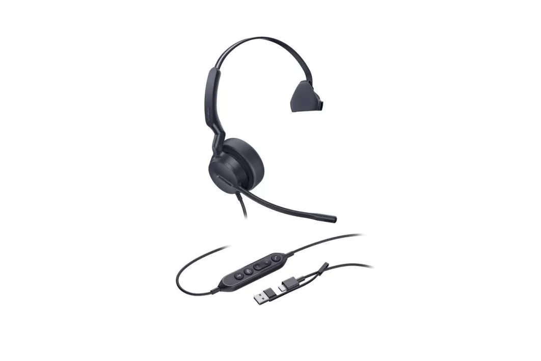Auriculares Yealink UH44 Mono con cable USB-C/A para oficina con micr&oacute;fono y cancelaci&oacute;n de ruido negros