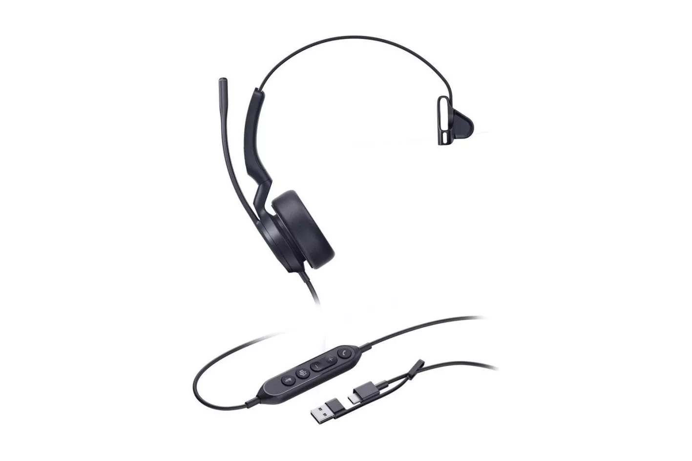 Auriculares Yealink UH44 Mono con cable USB-C/USB-A optimizados para Microsoft Teams negros