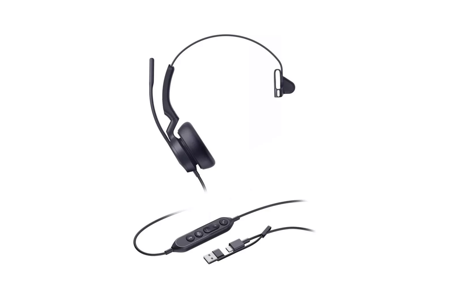 Auriculares Yealink UH46 con cable USB-C para oficina con Cancelaci&oacute;n de Ruido y micr&oacute;fono, negros