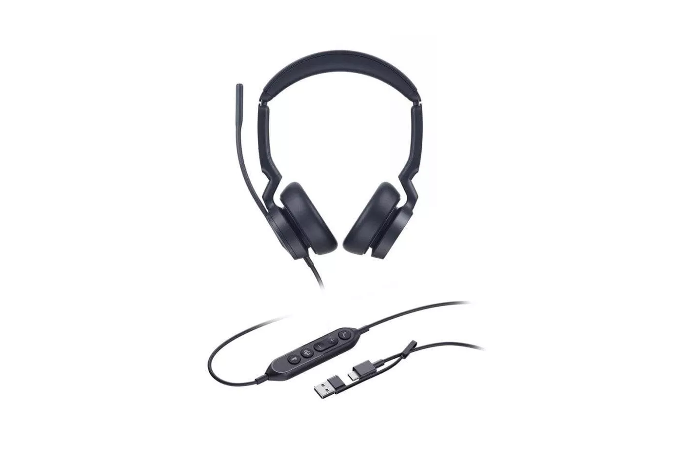 Auriculares Yealink UH46 Dual con cable USB-C/A para oficina con micr&oacute;fono con cancelaci&oacute;n de ruido negros