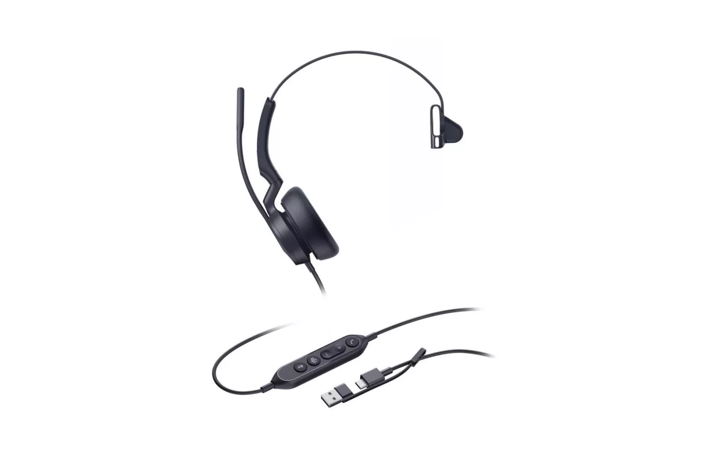 Auriculares Yealink UH46 Mono con cable USB-C/USB-A para oficina, cancelaci&oacute;n de ruido, negros