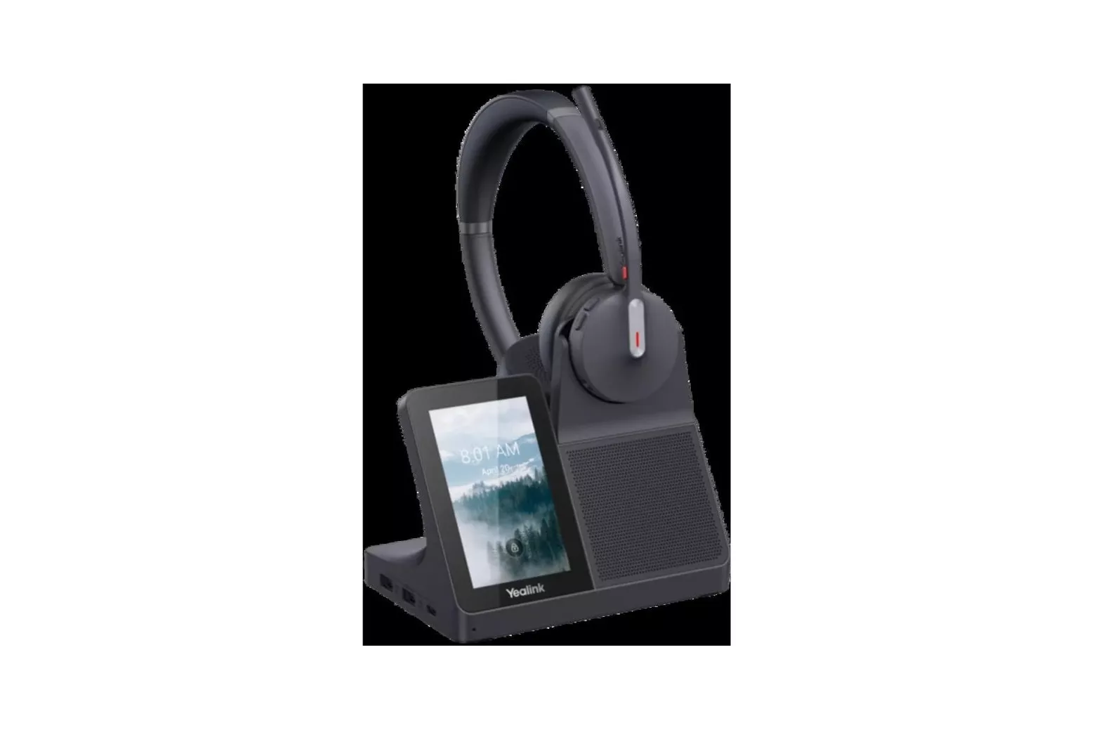 Auriculares Yealink WH64 Dual inal&aacute;mbricos y con cable Bluetooth para llamadas y m&uacute;sica con micr&oacute;fono y base de carga negros