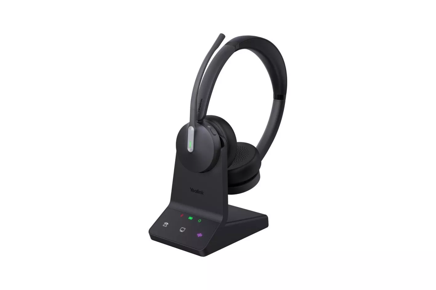 Auriculares Yealink WH64 Dual UC inal&aacute;mbricos DECT y Bluetooth para oficina con micr&oacute;fono y luz de ocupado negros
