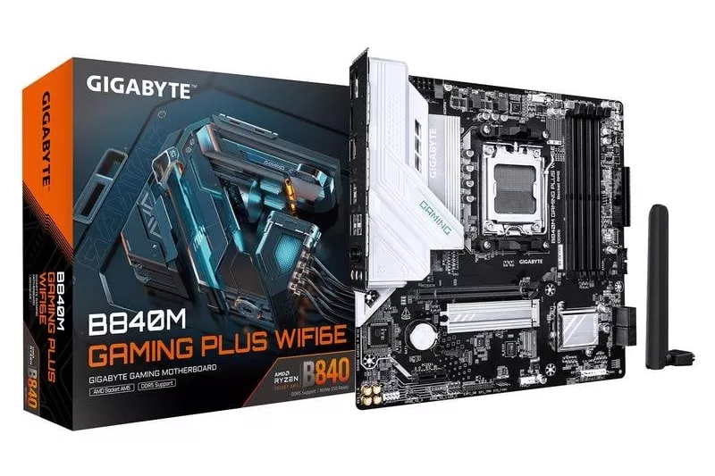 Placa Base Gigabyte B840M GAMING PLUS AMD B840 Socket AM5 DDR5 Micro ATX WiFi 6E RGB