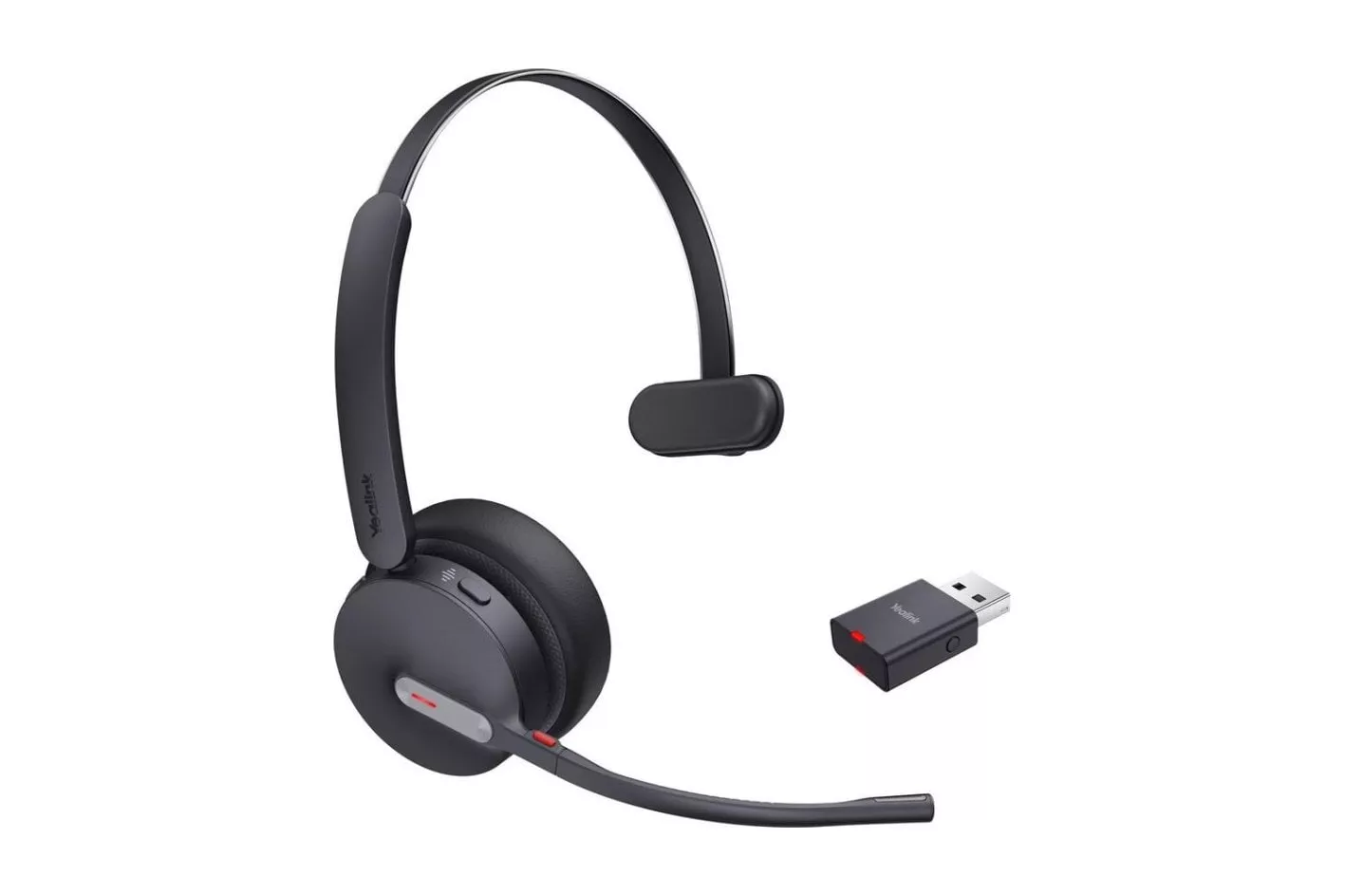 Auriculares Yealink WH64 Hybrid Mono inal&aacute;mbricos Bluetooth y DECT para oficina con cancelaci&oacute;n de ruido y micr&oacute;fono, optimizados para Microsoft Teams, color negro