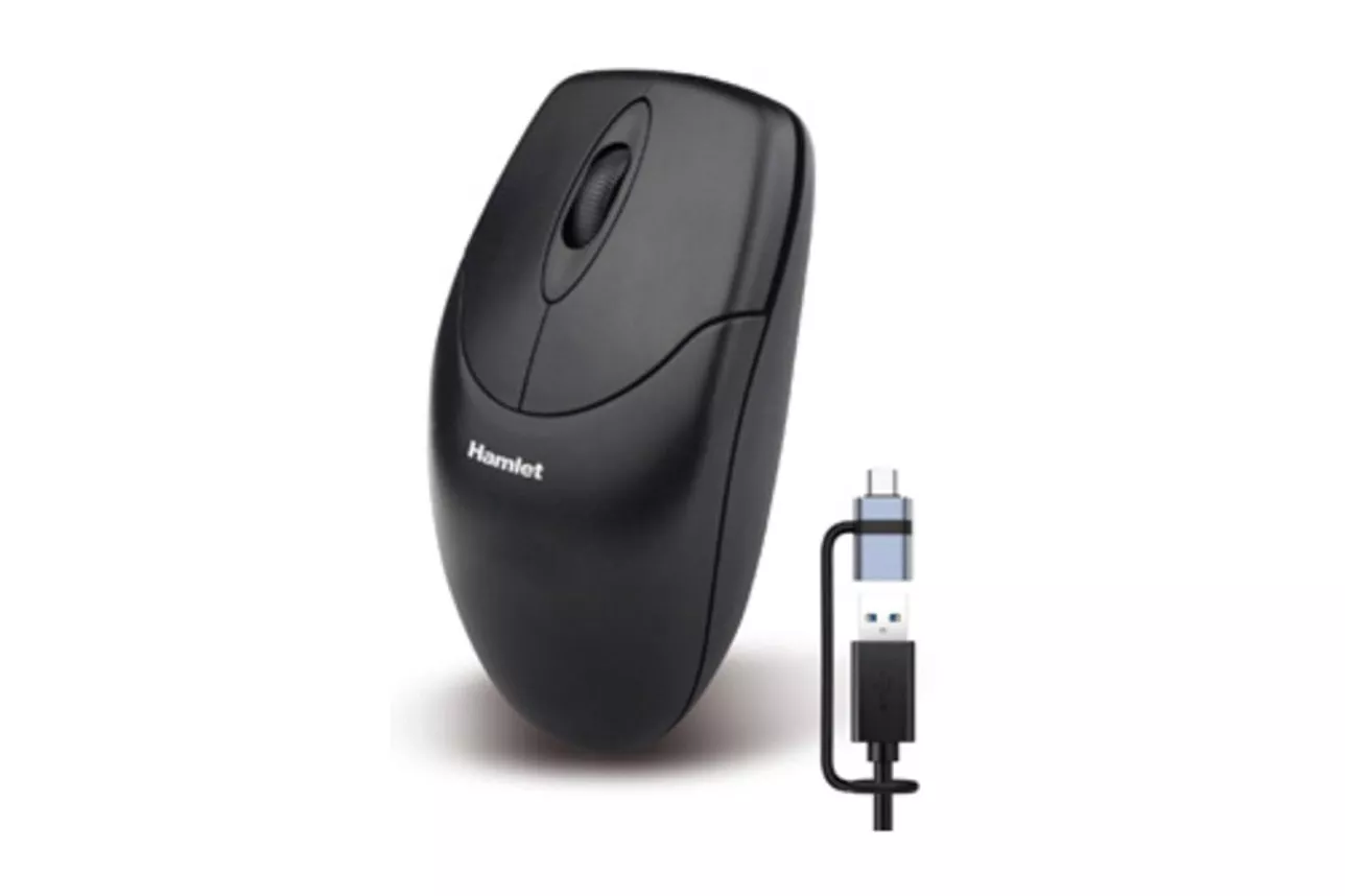 Rat&oacute;n Hamlet XMICEU2-CX USB &Oacute;ptico Negro Ambidiestro Compacto