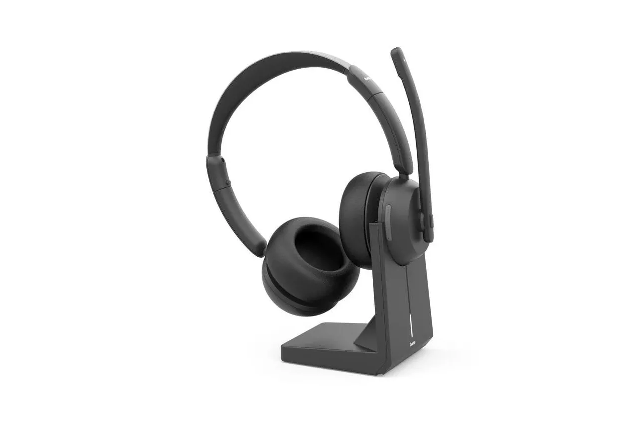 Auriculares Hama BT-800 inal&aacute;mbricos Bluetooth para oficina y call center con micr&oacute;fono ajustable y base de carga, color negro