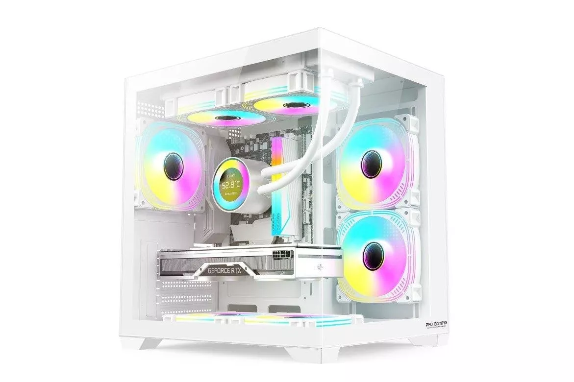 Carcasa ProGaming Ambra Blanca Cube Tower Micro-ATX/mini-ITX con 5 ventiladores ARGB