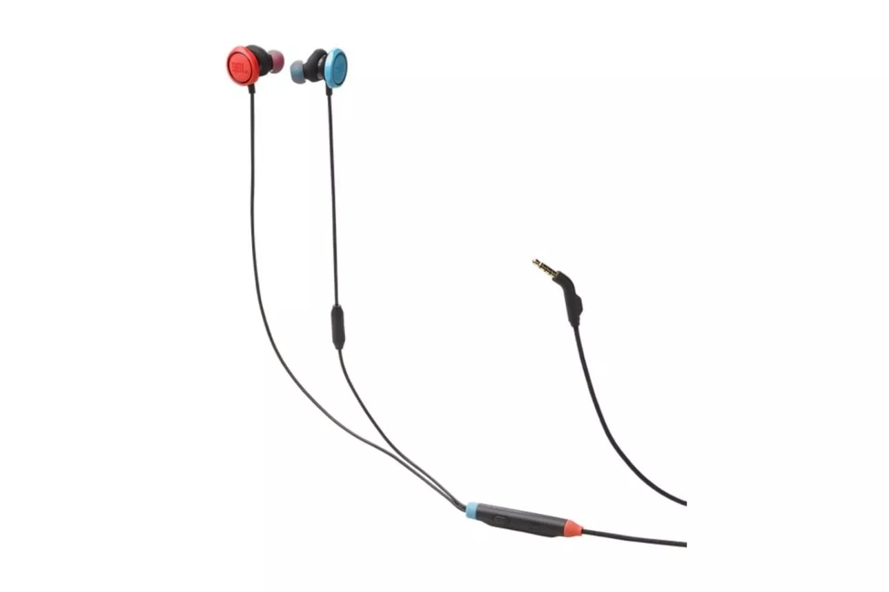 Auriculares JBL Quantum 50N con cable Jack 3.5 mm Gaming multiplataforma con micr&oacute;fono y control de volumen en l&iacute;nea, colores negro, azul y rojo
