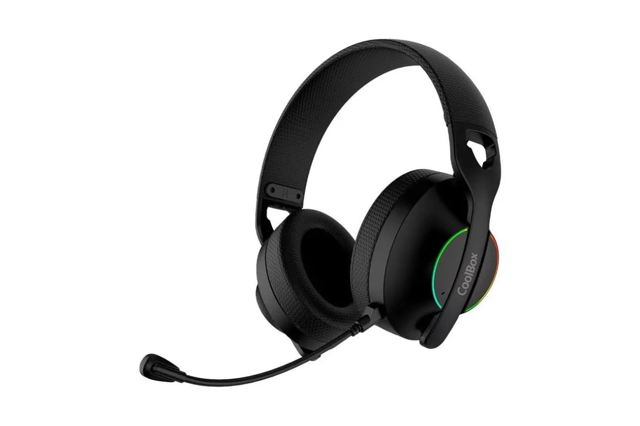 Auriculares Coolbox WB01 inal&aacute;mbricos Bluetooth 5.4 Gaming con micr&oacute;fono y RGB negro