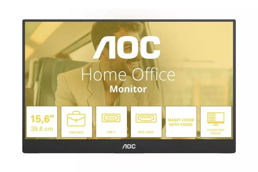 Monitor AOC 16T20E2 15,6" FullHD 60Hz IPS USB-C Mini HDMI Altavoces 4ms