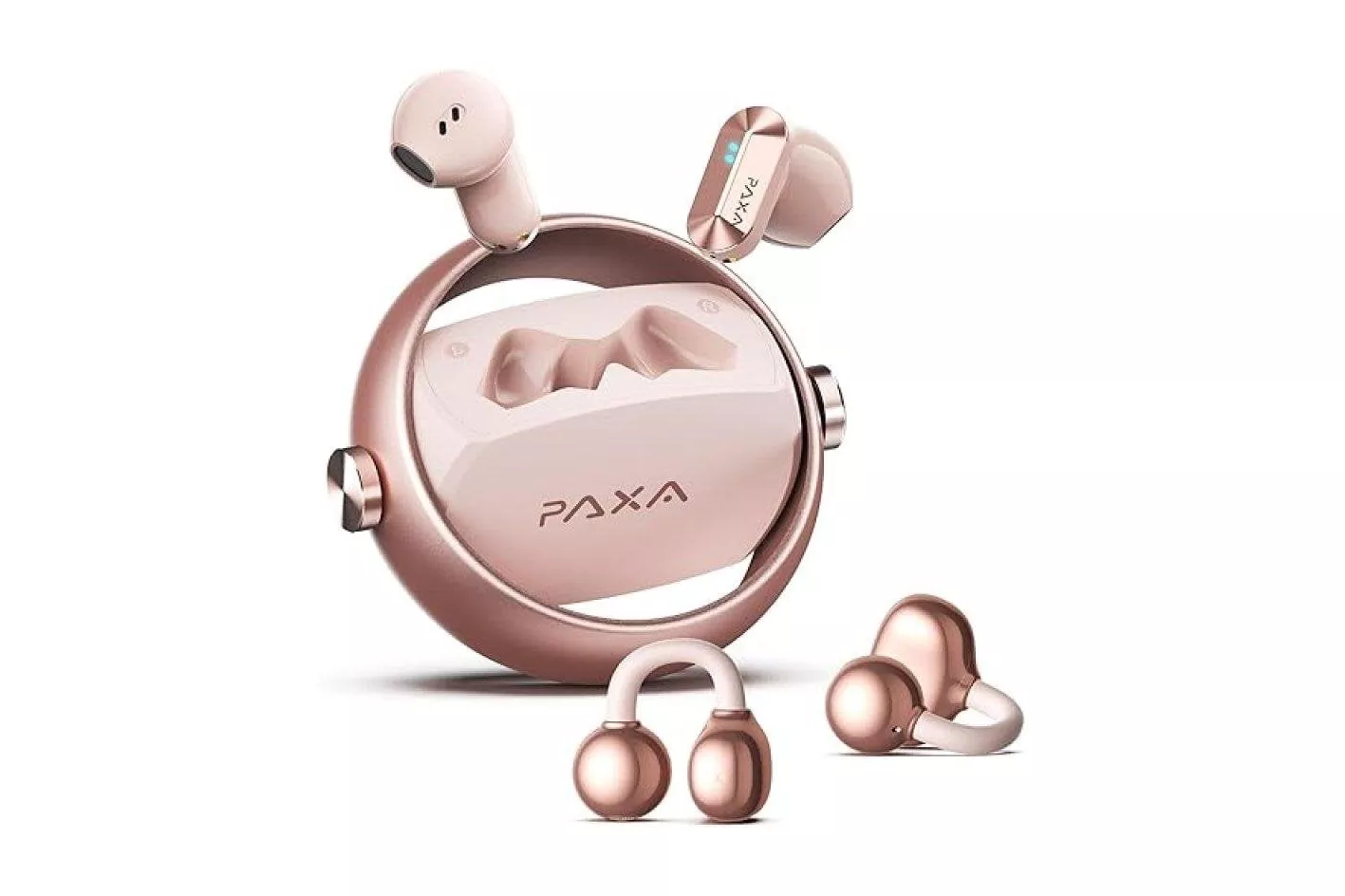 Auriculares Paxa inal&aacute;mbricos Bluetooth 6.0 2 en 1 Clip y In-ear Oro Rosa