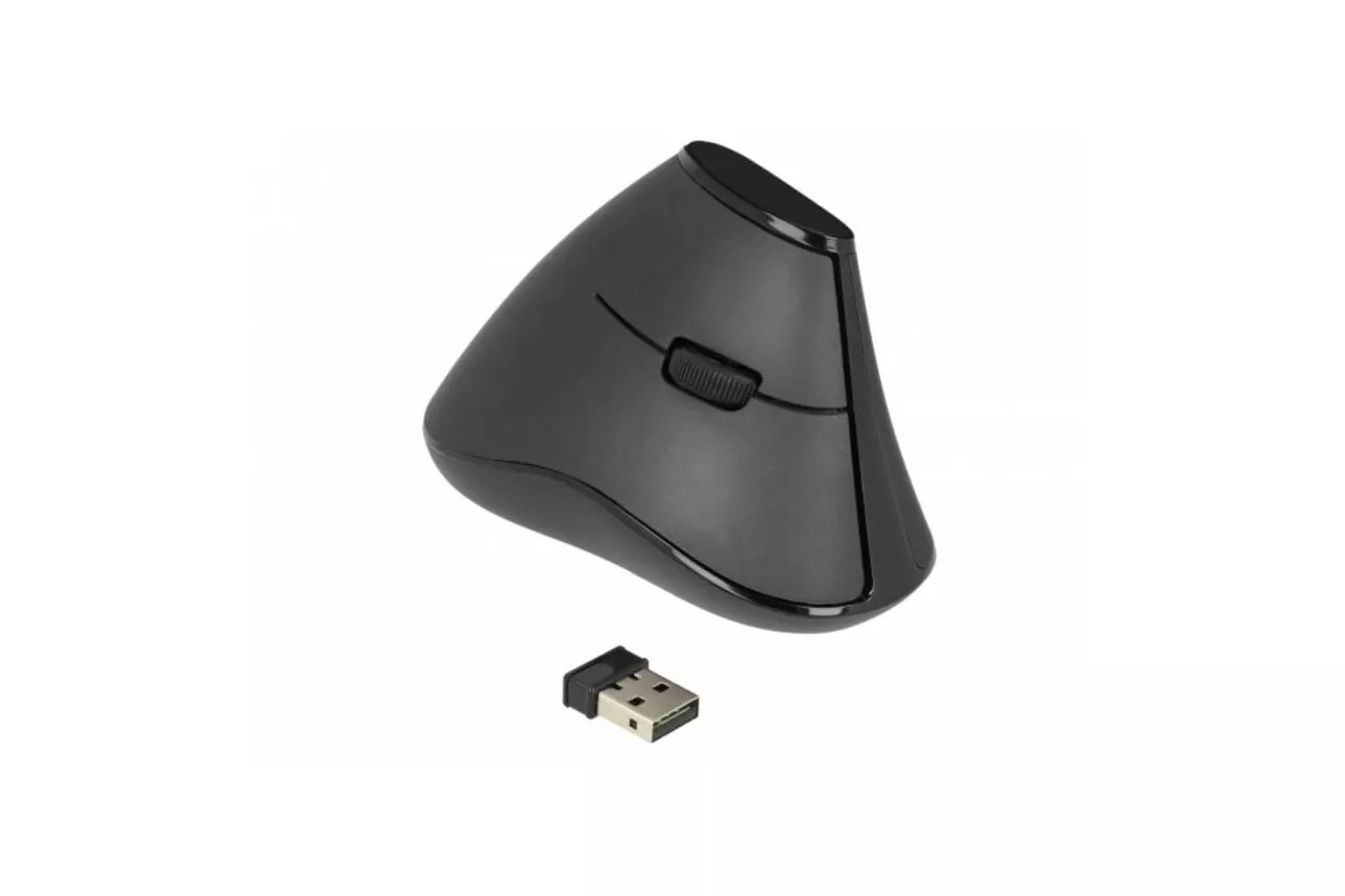 Rat&oacute;n Delock 12622 RF inal&aacute;mbrico 1000 DPI Negro dise&ntilde;o vertical mano derecha