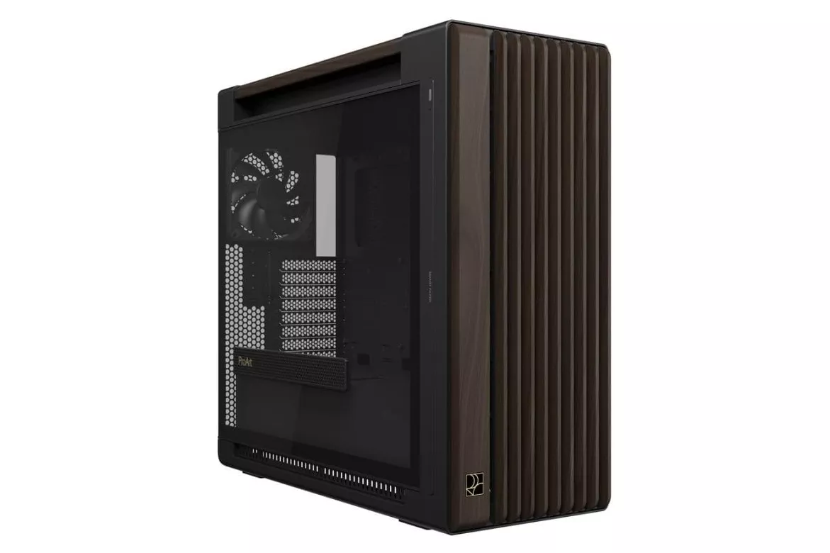 Carcasa de ordenador ASUS ProArt PA602 Wood Edition Modern Black Panel Vidrio Templado Torre Midi