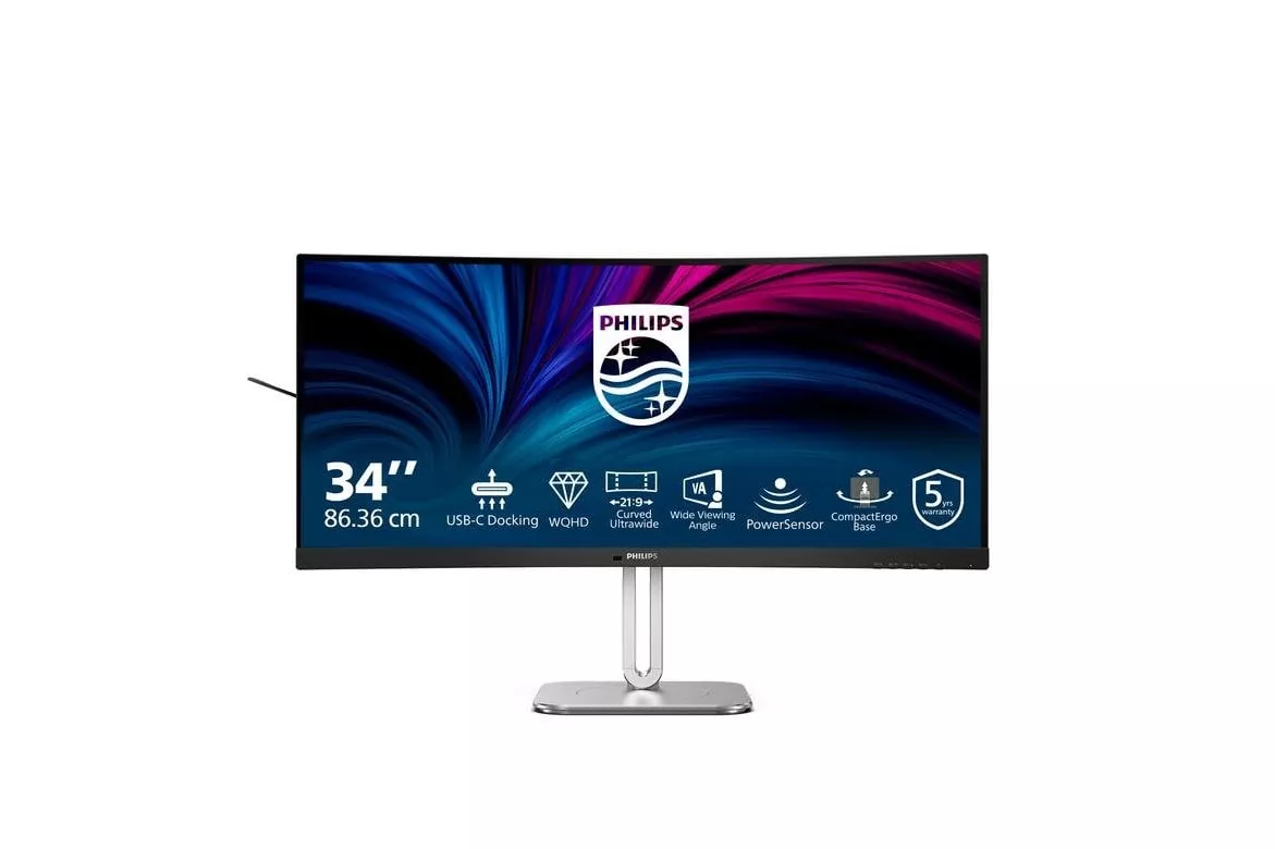 Monitor Philips 34B2U5600C 34" UltraWide QHD 120Hz VA Curvo USB-C Altura Ajustable