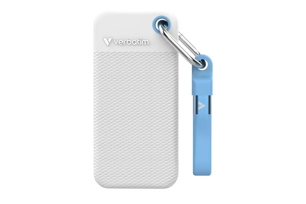 Disco Duro Verbatim Pocket SSD 2 TB M.2 USB-C 3.2 Gen 2 1000 MB/s Azul Blanco
