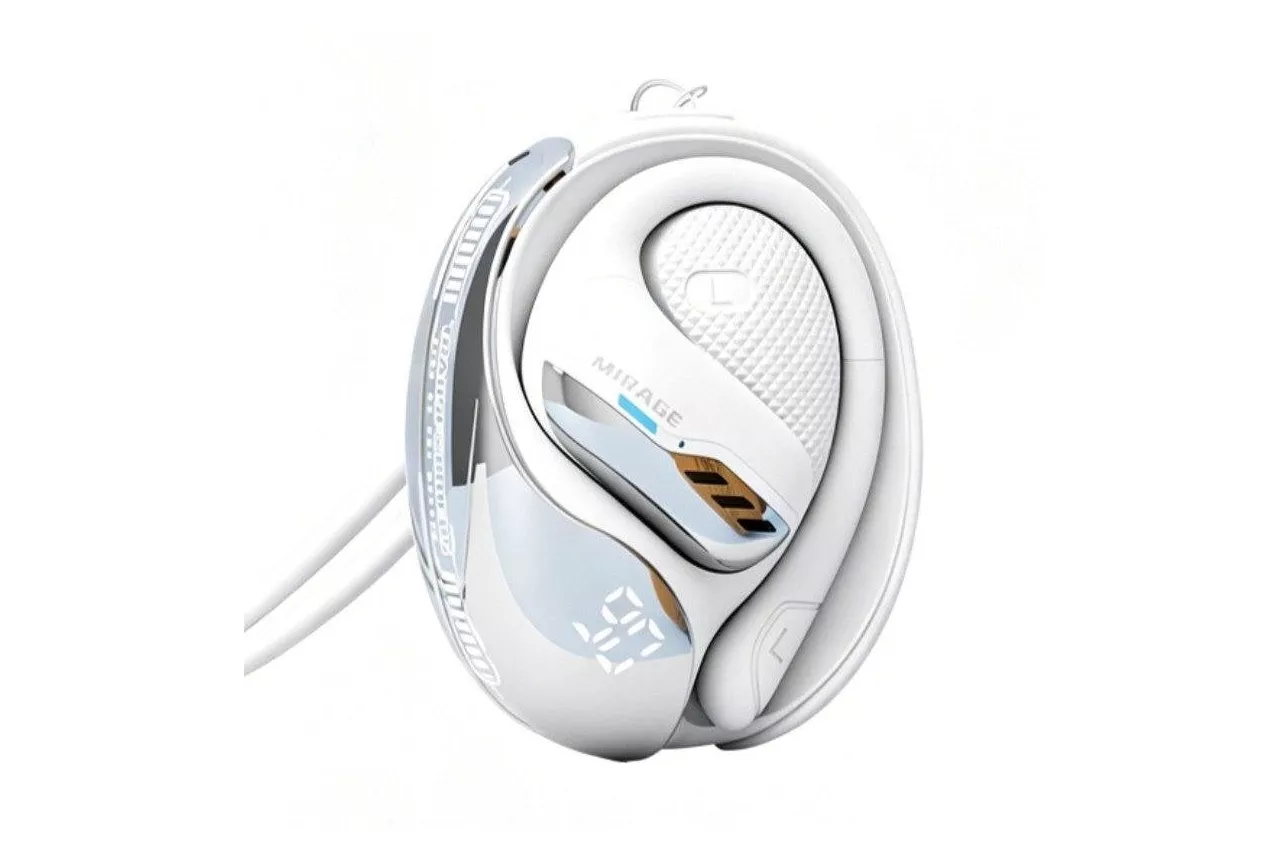 Auriculares Paxa Tf-t55 inal&aacute;mbricos Bluetooth con gancho de oreja, sonido envolvente y protecci&oacute;n IPX5 blanco
