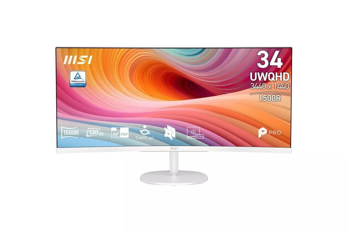 Monitor MSI Pro MP341CQW E12 34" UltraWide Quad HD 120Hz VA Curvo Blanco