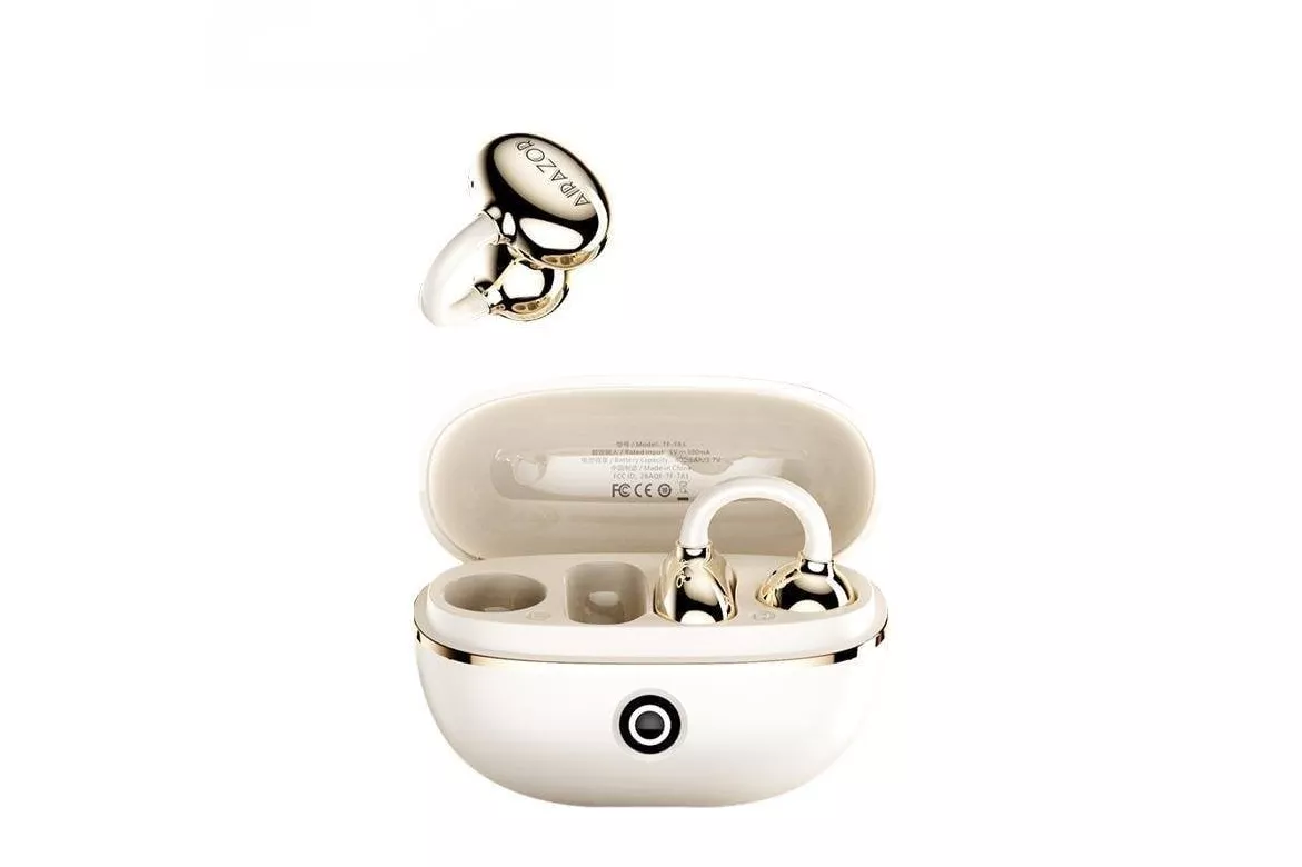 Auriculares Paxa Tf-t83 inal&aacute;mbricos Bluetooth 5.4 resistentes al agua beige con micr&oacute;fono y baja latencia