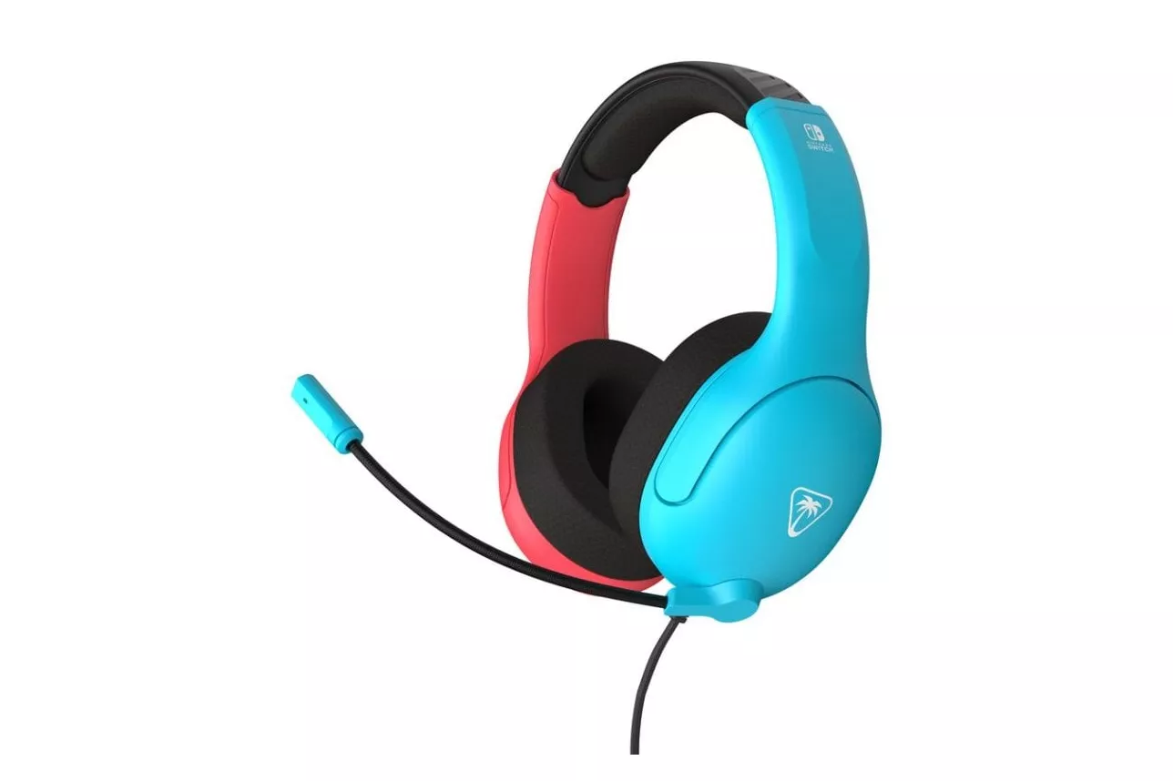 Auriculares Turtle Beach Airlite Fit con cable, micr&oacute;fono plegable y cancelaci&oacute;n de ruido, negro azul rojo