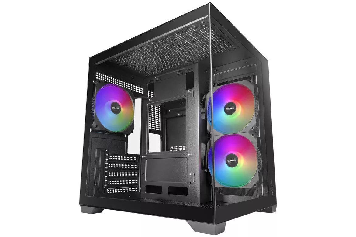 Mars Gaming Mc-view3 Caja Microatx Cristal Templado Panor&aacute;mico 3x Ventiladores Argb 120mm Negro