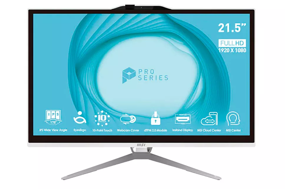 PC Todo En Uno MSI PRO AP222T 13M-499EU Intel Pentium G7400 4GB 128GB 22" W11P Blanco
