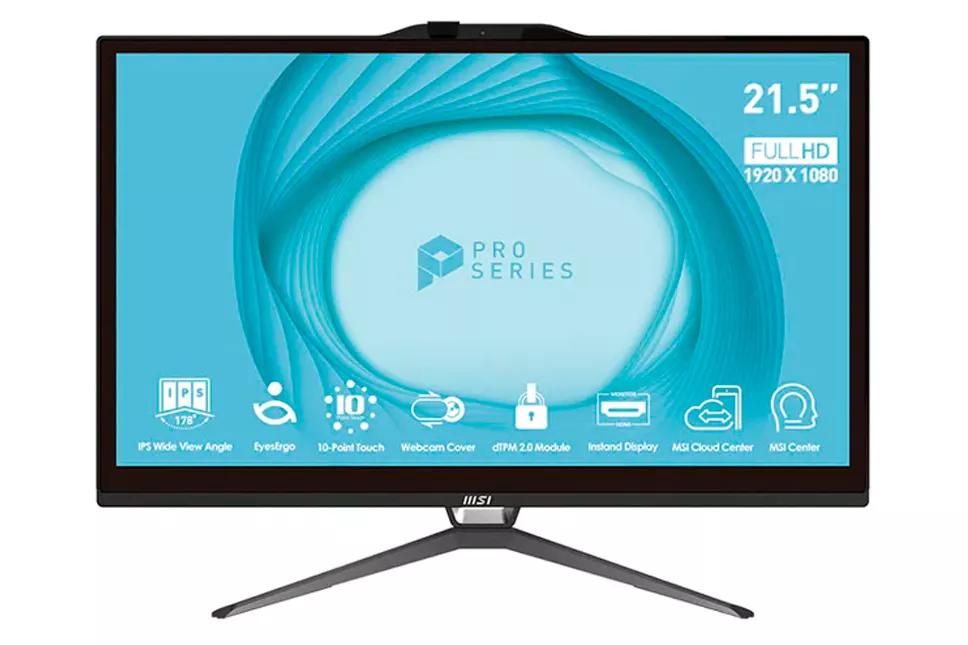 PC Todo En Uno MSI PRO AP222T 13M-434EU Intel Pentium G7400 4GB 128GB 22" W11P Negro