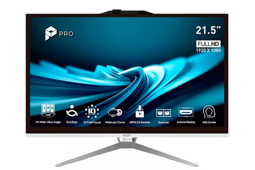 PC Todo En Uno MSI PRO AP222T 14MA-614EU i3-14100 8GB 512GB 22" W11H Blanco