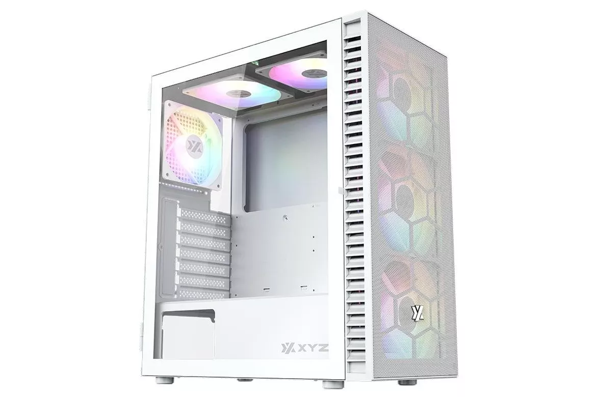 Carcasa XYZ AIRONE 100 Mesh 6x Ventiladores ARGB Dise&ntilde;o Malla ATX Blanca