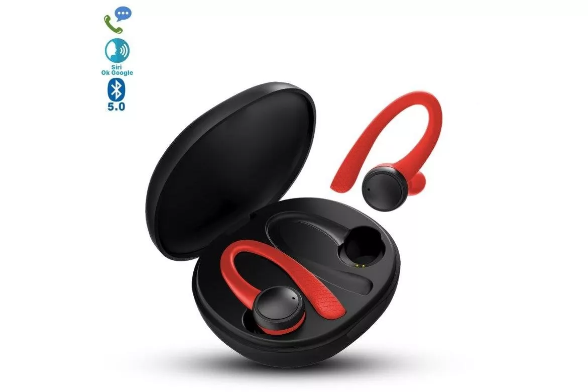 Auriculares Dam Electronics T7 Pro inal&aacute;mbricos Bluetooth 5.0 deportivos con cancelaci&oacute;n de ruido y micr&oacute;fono, color negro