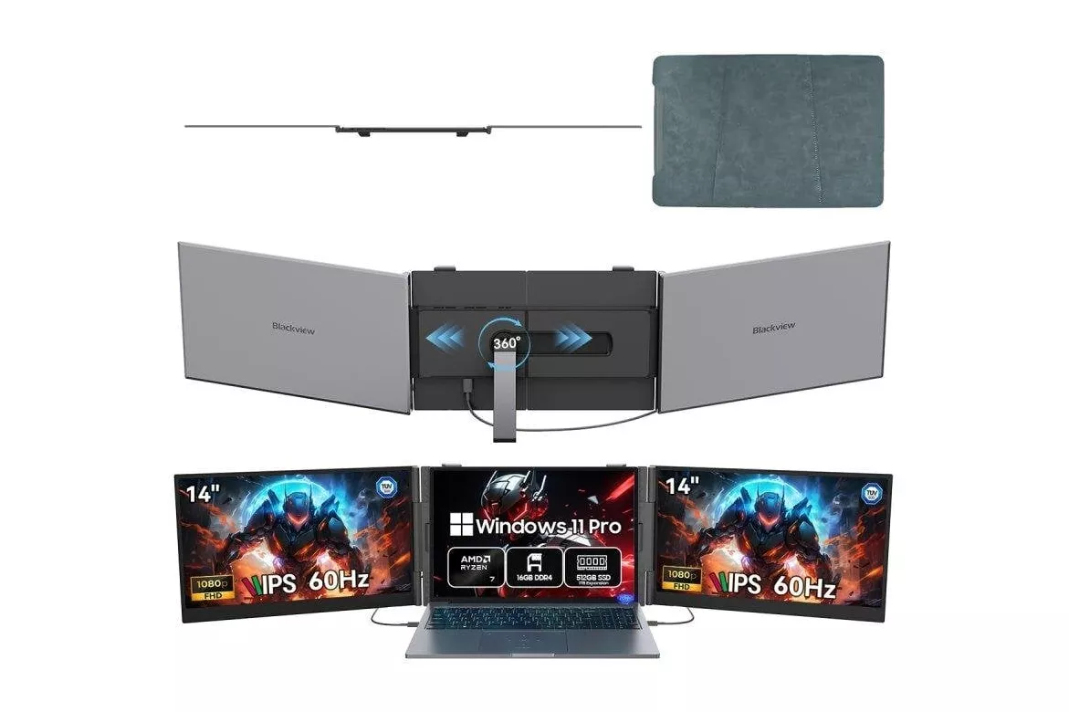 Monitor Blackview DCM6 Pro 14" FullHD 60Hz IPS Ultrafino Dual USB-C Altavoz certificado T&Uuml;V soporte