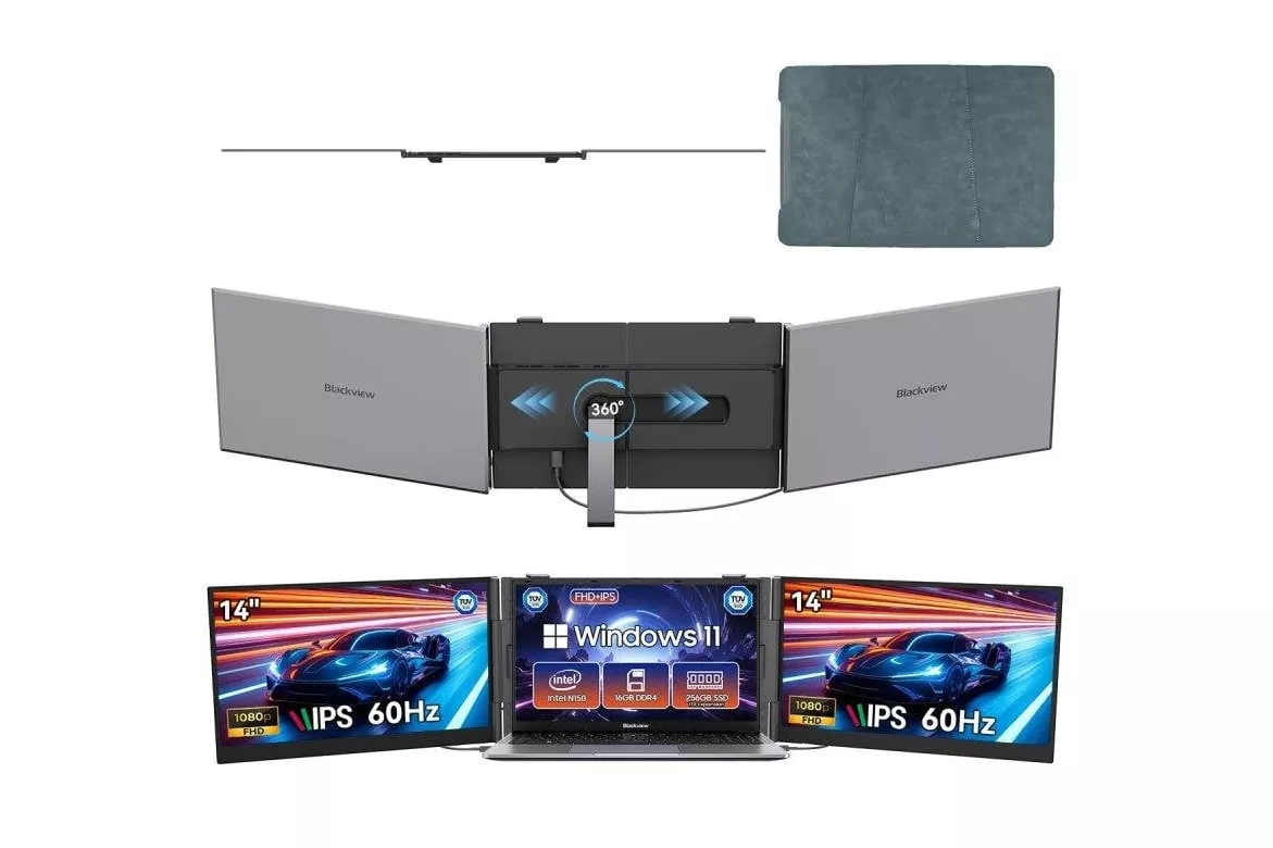Monitor Blackview DCM6 Pro 14" FullHD IPS 60Hz Ultrafino Altavoz Dual USB-C Luz azul