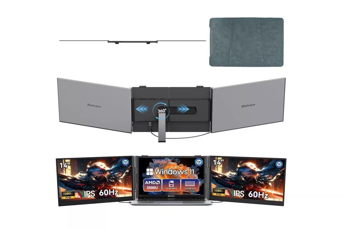 Monitor Blackview DCM6 Pro 14" FullHD IPS 60Hz Ultrafino Altavoz Dual USB-C Soporte extensible