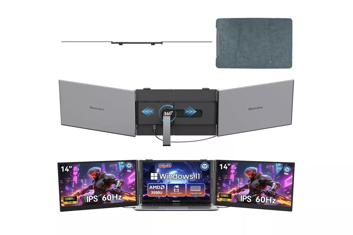 Monitor Blackview DCM6 Pro 14" FullHD IPS 60Hz Ultrafino Dual USB-C Altavoz Bajo Luz Azul