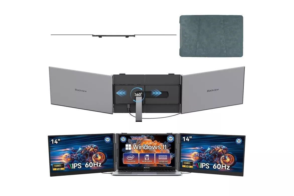 Monitor Blackview DCM6 Pro 14" IPS FullHD 60Hz Ultrafino Altavoz Dual USB-C Certificado Luz Azul