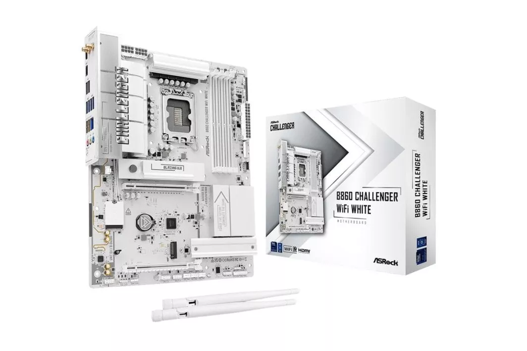Placa Base AsRock B860 Challenger WiFi White Intel B860 LGA 1851 DDR5 ATX WiFi 7 2.5GbE RAID