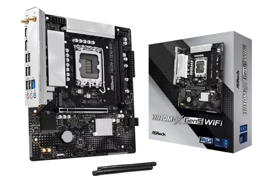 Placa Base AsRock H810M-X Gen5 Intel H810 LGA 1851 DDR5 Micro ATX WiFi 6 2.5GbE M.2 RGB