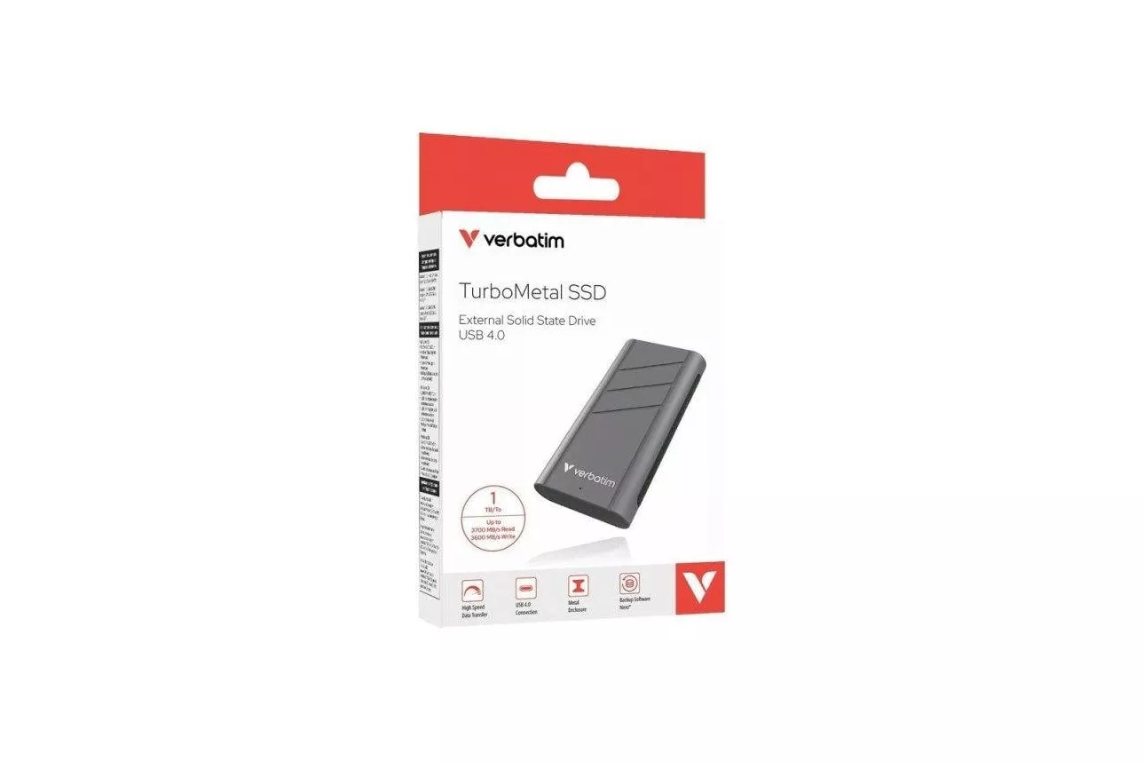 Disco Duro Verbatim TurboMetal 1TB SSD USB4 40 Gbit/s Ventilador