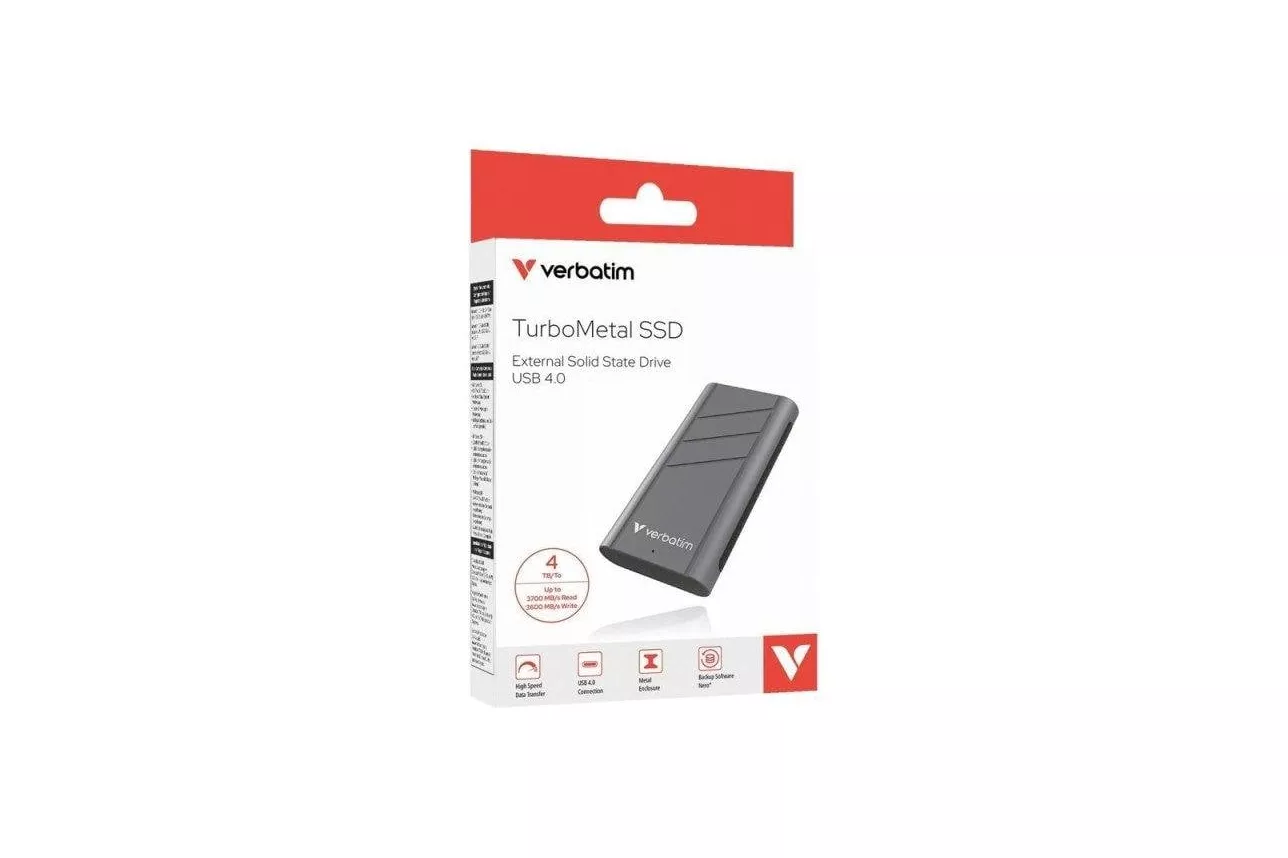 Disco Duro Verbatim TurboMetal 4TB SSD USB4 3700MB/s Metal Ventilado