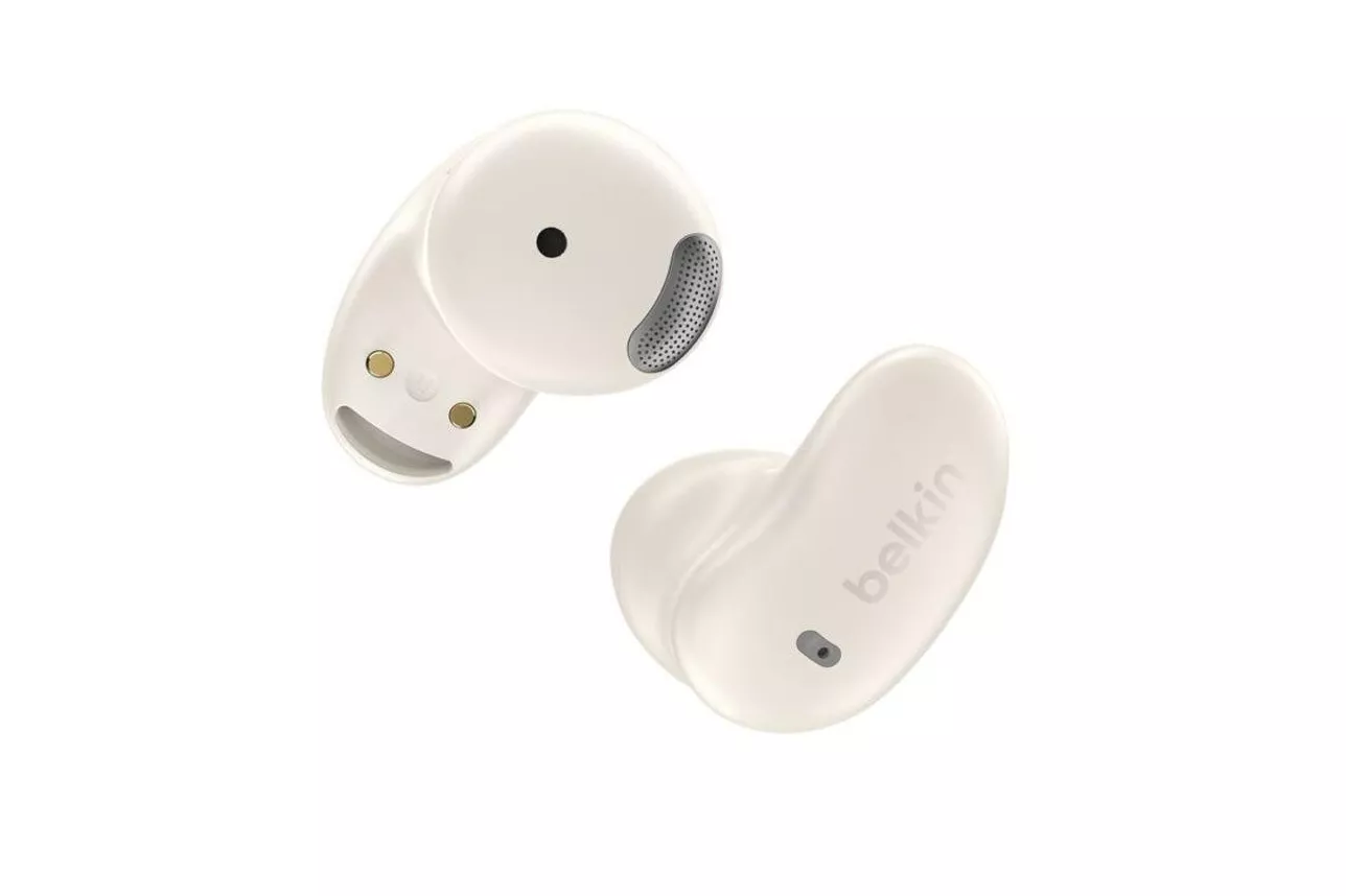 Auriculares Belkin SoundForm Anywhere inal&aacute;mbricos y con cable Bluetooth, Cancelaci&oacute;n de Ruido, IPX4, blancos