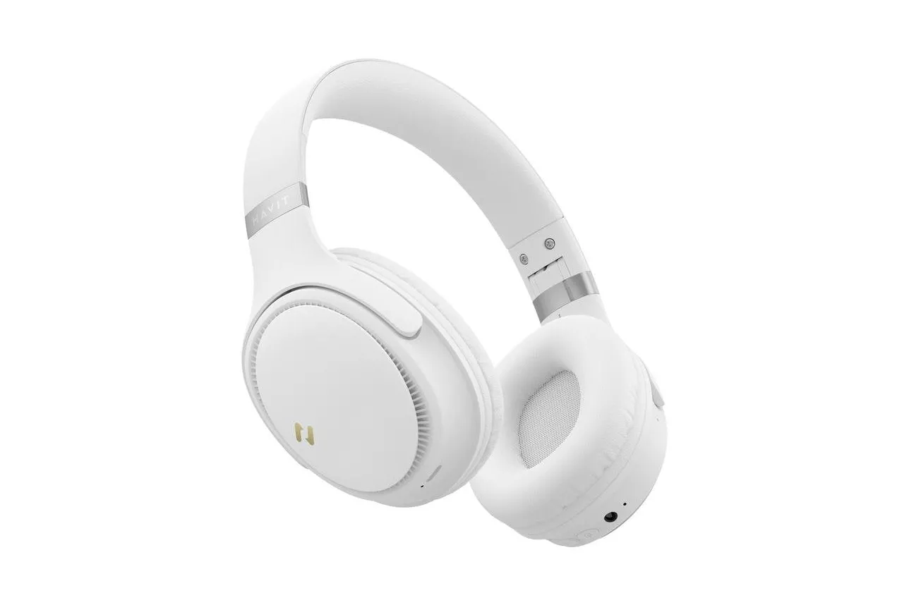 Auriculares HAVIT Pro ANC Bluetooth inal&aacute;mbricos deportivos con micr&oacute;fono y blanco