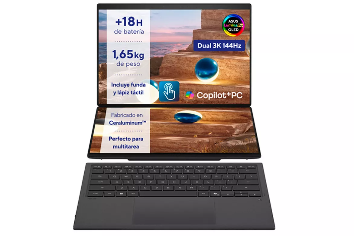 Port&aacute;til Asus Zenbook DUO UX8407AA-SN066W Copilot+ PC UX9-288H 32GB 2TB 14" OLED 3K W11H