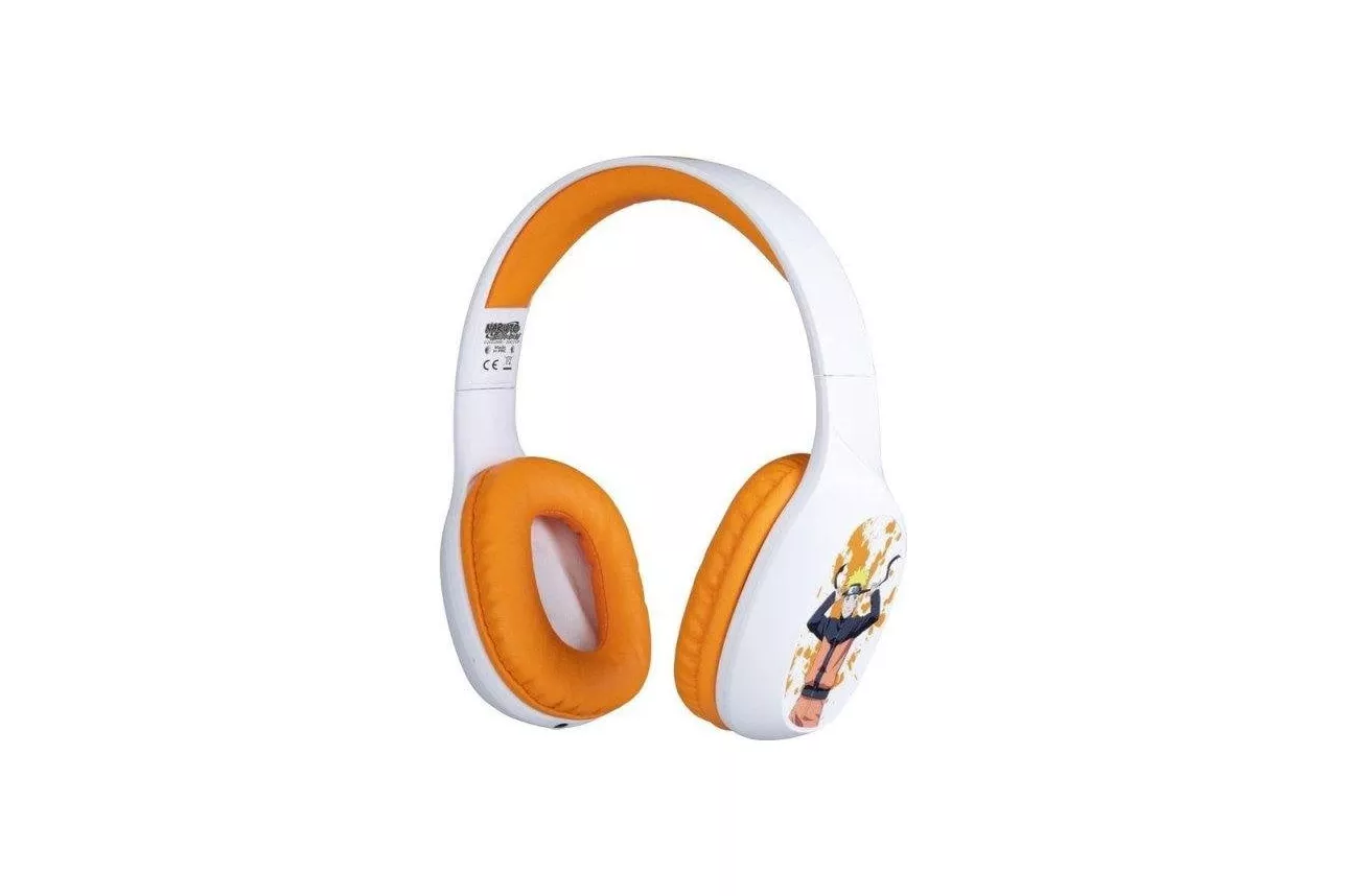 Auriculares Konix Naruto inal&aacute;mbricos Bluetooth 5.3 gaming con micr&oacute;fono y cable 3,5 mm naranja y blanco