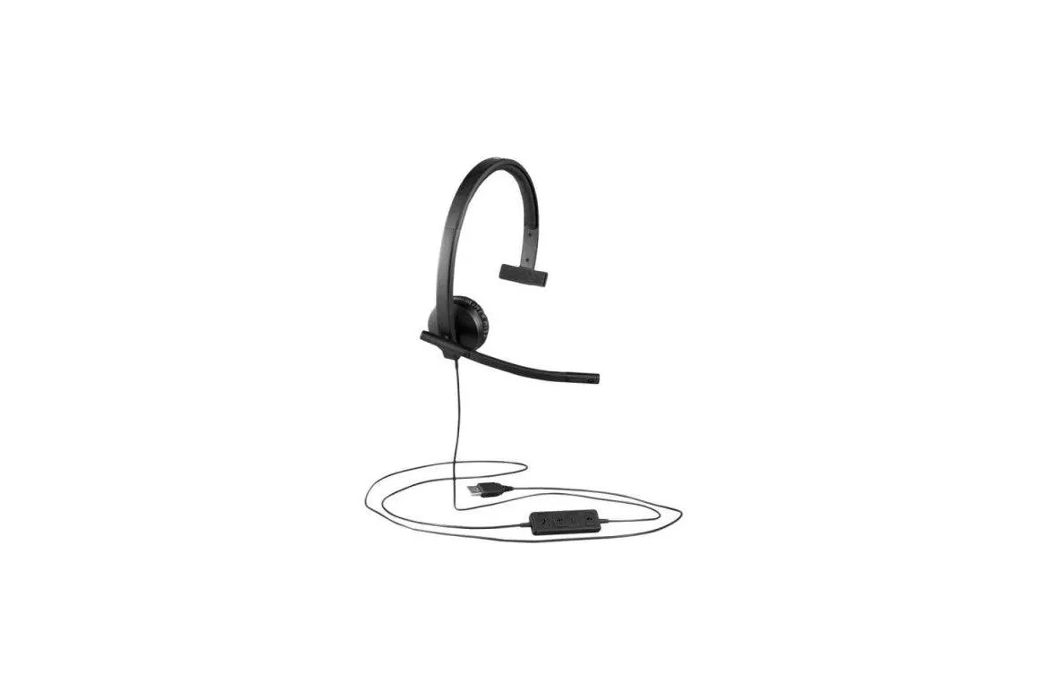 Auriculares Logitech H570e con cable USB-C monoaurales para oficina con cancelaci&oacute;n de ruido negros