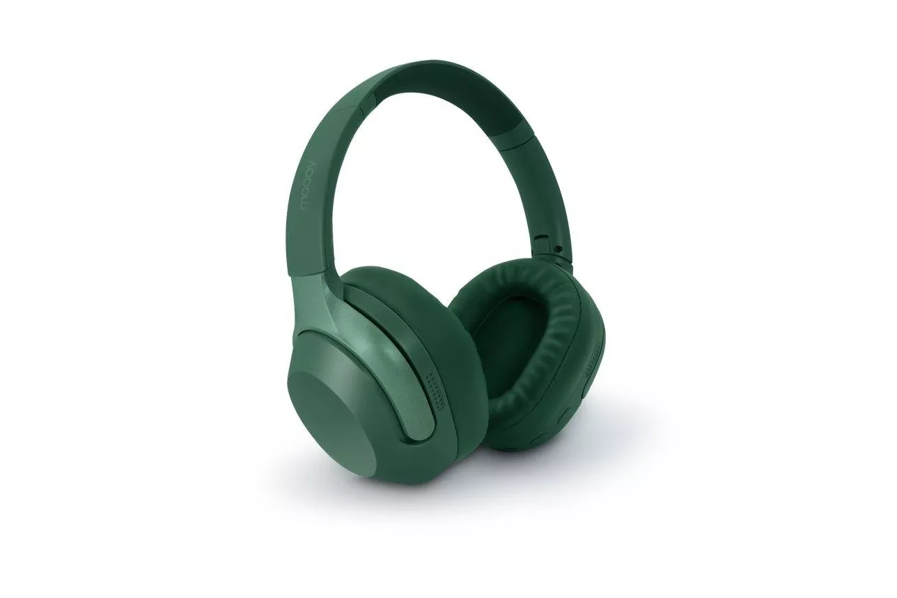 Auriculares Mooov inal&aacute;mbricos Bluetooth con Cancelaci&oacute;n Activa de Ruido, Micr&oacute;fono y audio espacial Verde reciclado