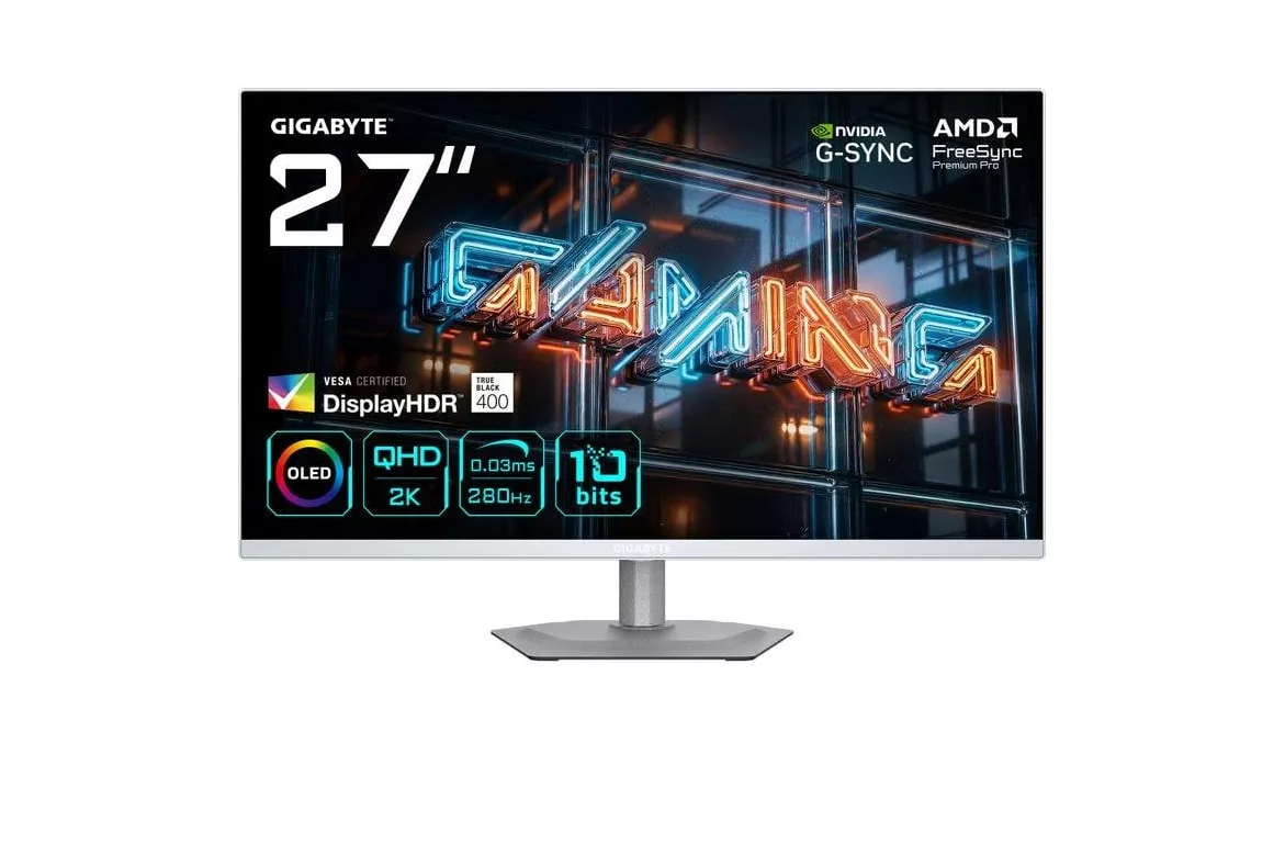 Monitor GIGABYTE MO27Q2A ICE 27" QHD 280Hz QD-OLED FreeSync G-SYNC HDR400 Ajuste altura