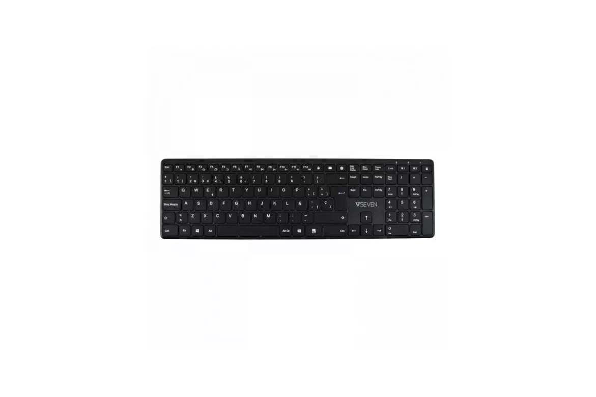 Teclado V7 KW550ESBT inal&aacute;mbrico y USB compacto QWERTY espa&ntilde;ol negro