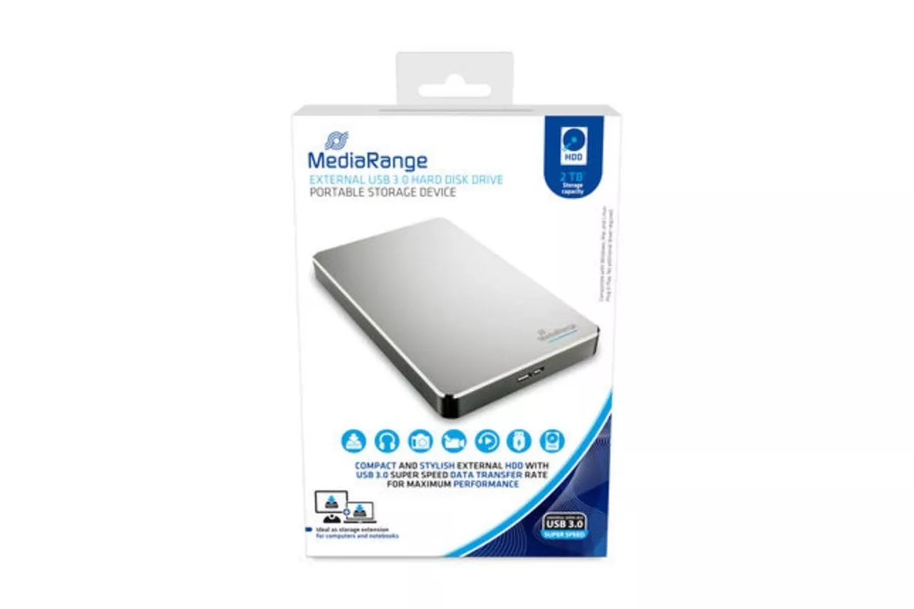 Disco Duro MediaRange MR997 2TB 2.5" USB 3.2 Gen 1 5400rpm Plata