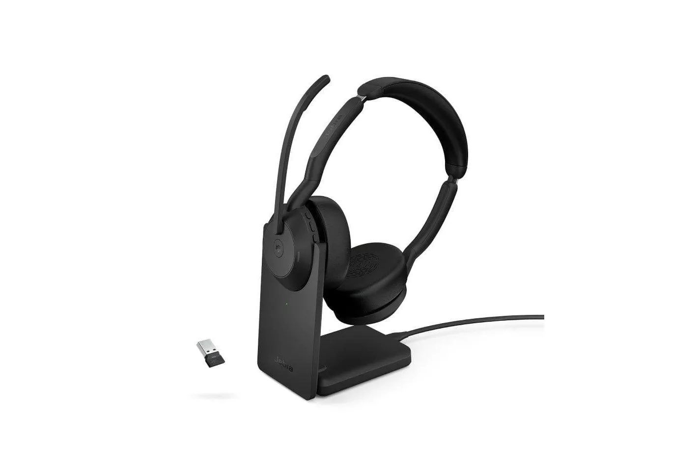Auriculares Jabra Evolve2 55 inal&aacute;mbricos Bluetooth con Cancelaci&oacute;n Activa de Ruido, micr&oacute;fono y base de carga, negro