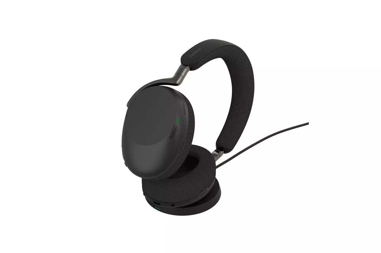 Auriculares Jabra Evolve3 85 inal&aacute;mbricos Bluetooth con Cancelaci&oacute;n de Ruido, Micr&oacute;fono IA y carga inal&aacute;mbrica, negro